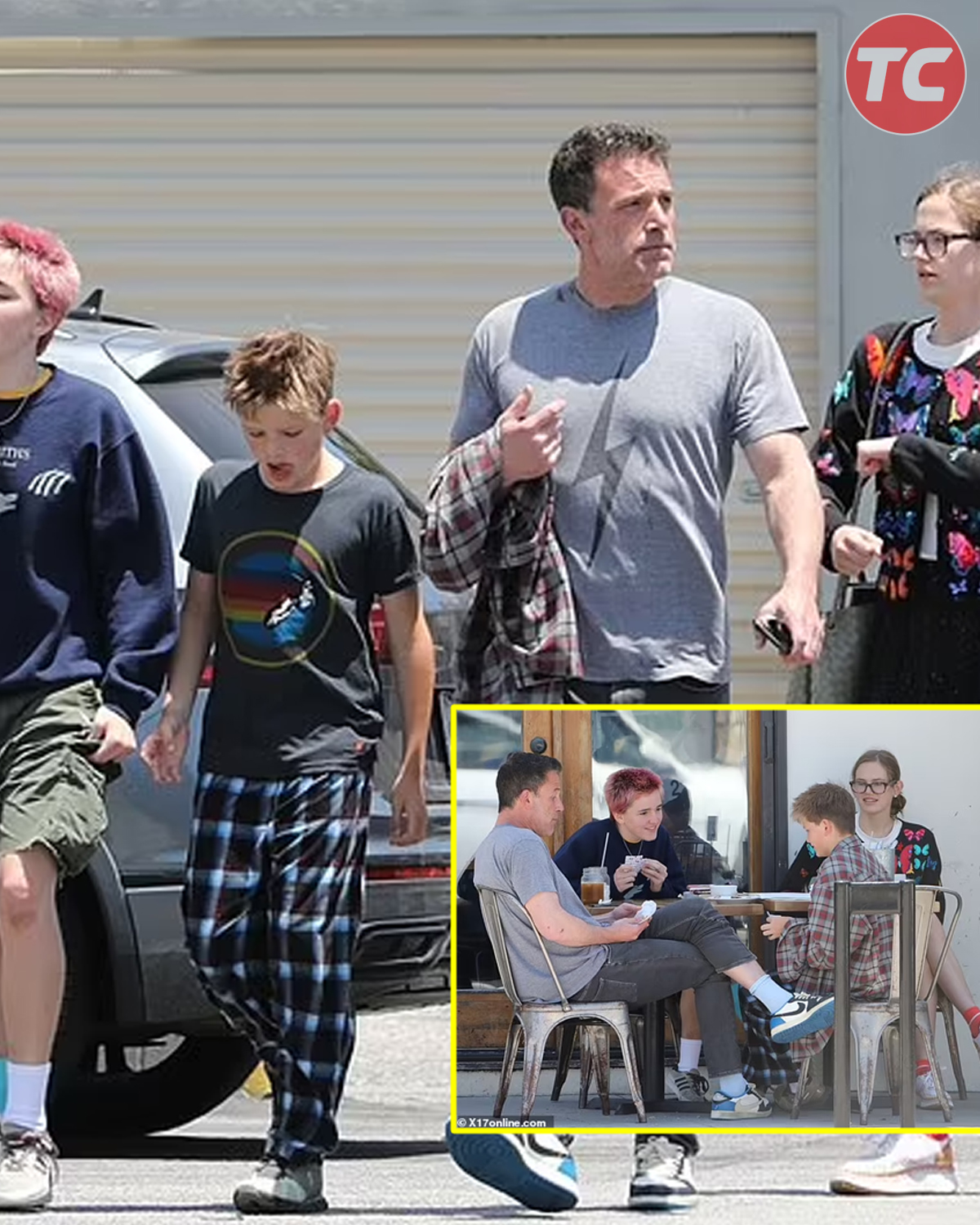 Ben Affleck enjoys a fun game of cards with his three children during a